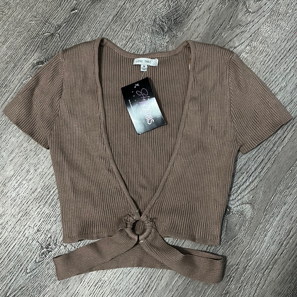 Taupe Ribbed Crop Top